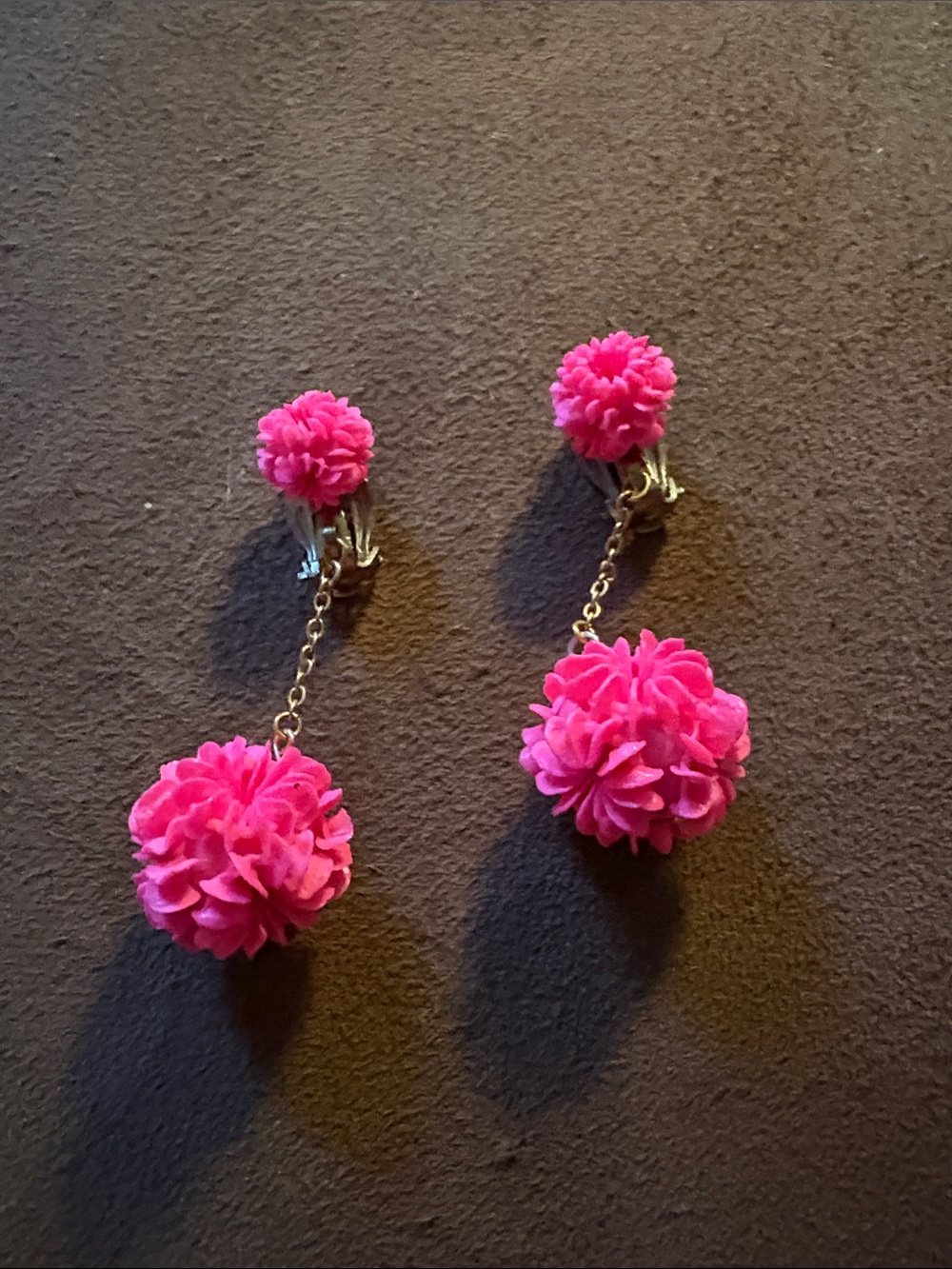 Pink Floral Drop Clip-On Earrings - Women Accessories
